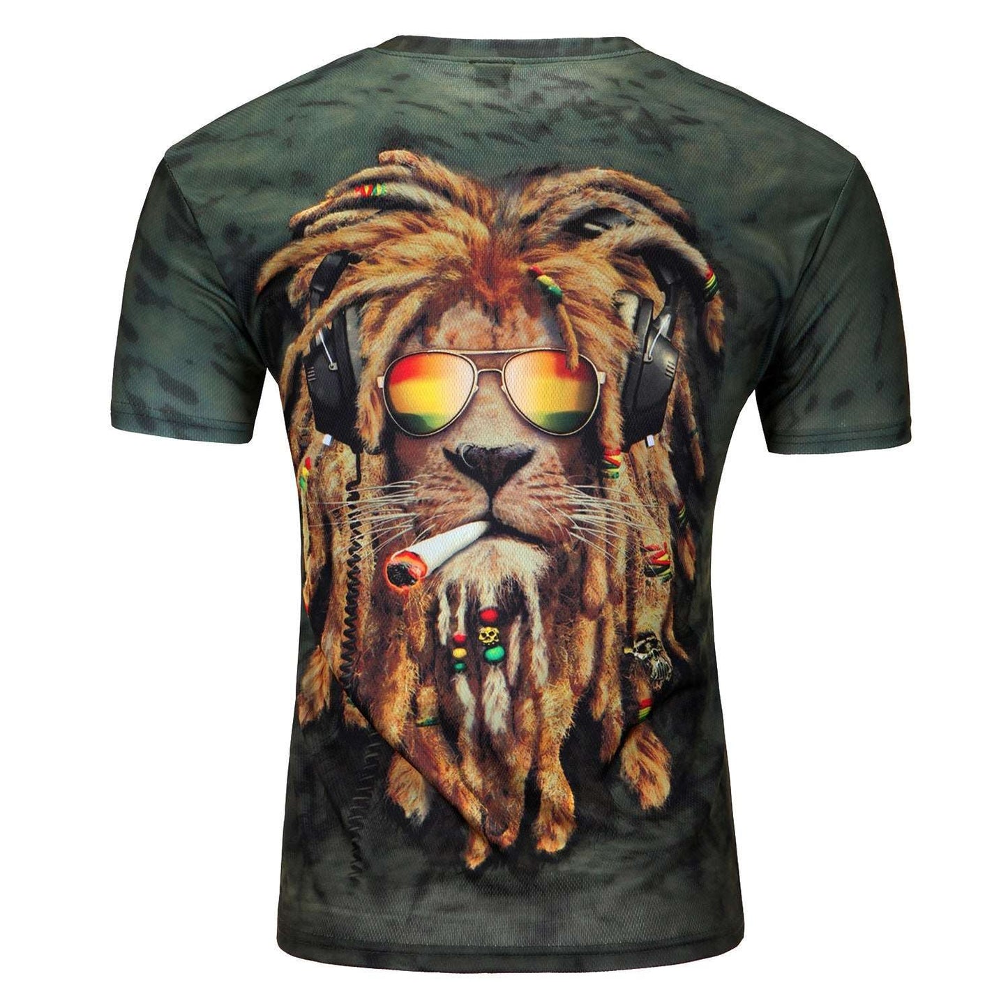 2015 European and American fashion in summer 3D printing lions male short sleeved T-shirt 3D T-shirt wholesale - Amazhona 