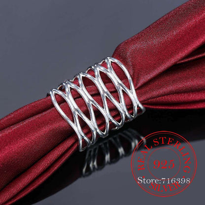 2020 New Retro Antique Open Weave Finger Ring Real 925 Sterling Silver Thumb Rings for Women Ladies Fashion Bohemian Jewelry - Amazhona 