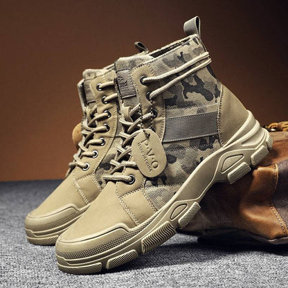 2021 Autumn New Military Boots for Men Camouflage Desert Boots High-top Sneakers Non-slip Work Shoes for Men Buty Robocze Meskie - Amazhona 