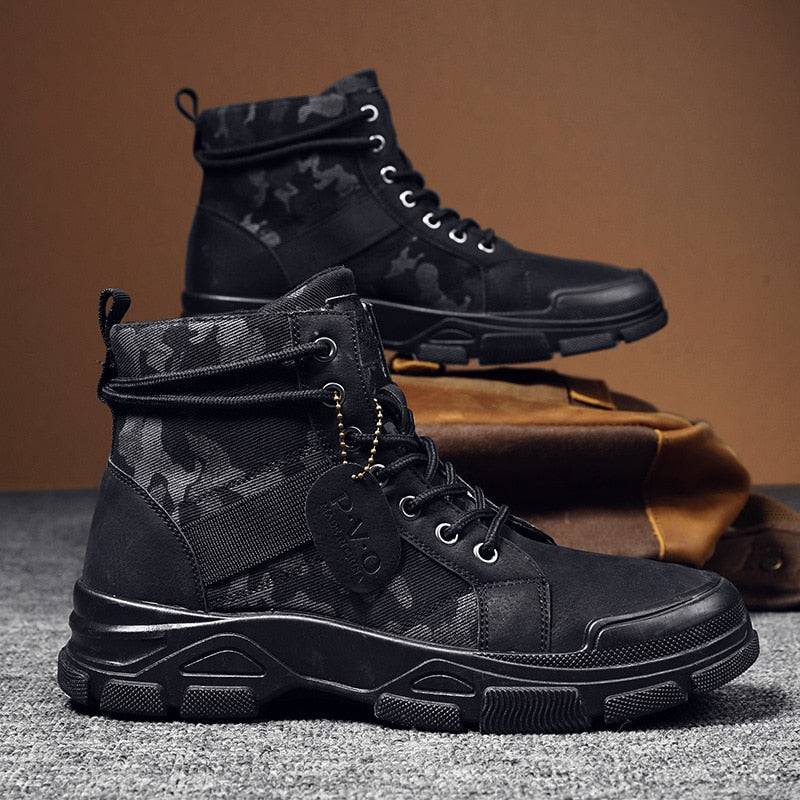 2021 Autumn New Military Boots for Men Camouflage Desert Boots High-top Sneakers Non-slip Work Shoes for Men Buty Robocze Meskie - Amazhona 