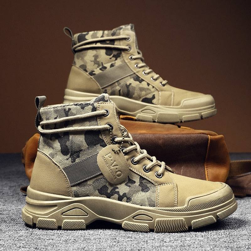 2021 Autumn New Military Boots for Men Camouflage Desert Boots High-top Sneakers Non-slip Work Shoes for Men Buty Robocze Meskie - Amazhona 