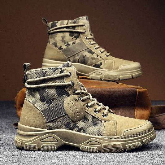 2021 Autumn New Military Boots for Men Camouflage Desert Boots High-top Sneakers Non-slip Work Shoes for Men Buty Robocze Meskie - Amazhona 