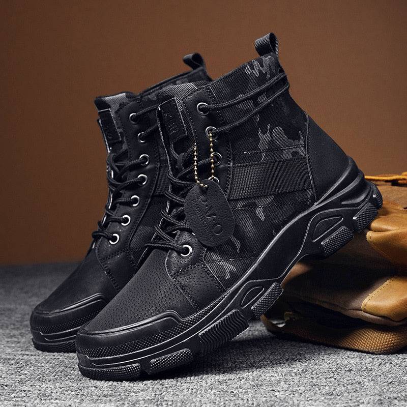 2021 Autumn New Military Boots for Men Camouflage Desert Boots High-top Sneakers Non-slip Work Shoes for Men Buty Robocze Meskie - Amazhona 