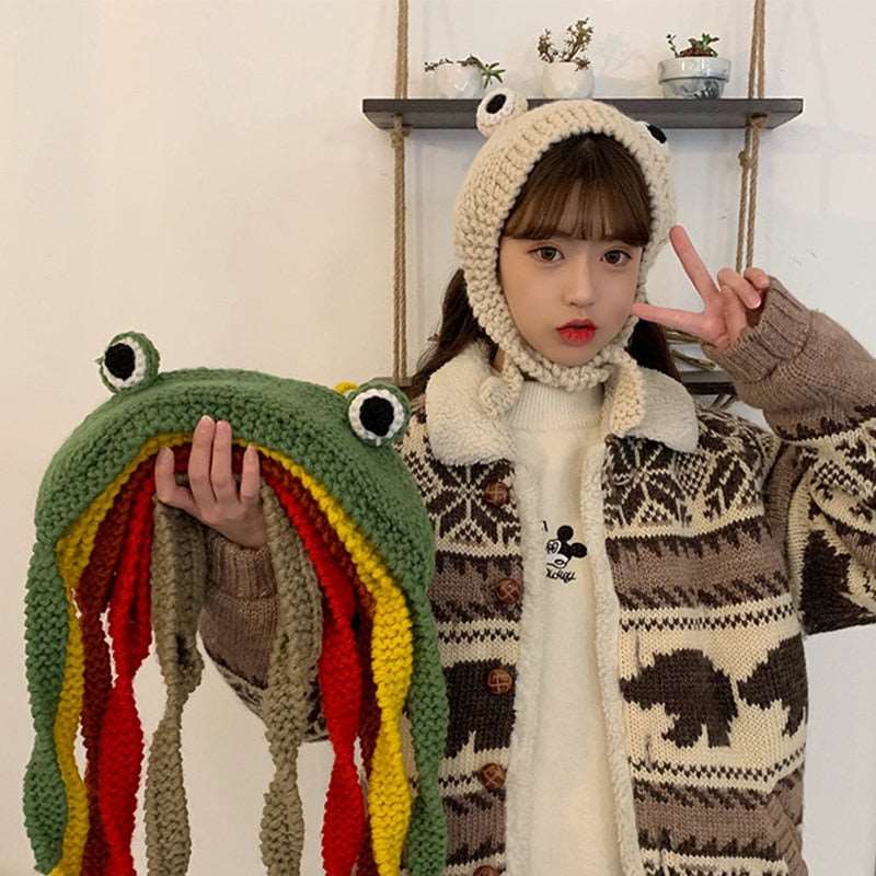 2021n Autumn Winter F Fashiorog Hat Beanies Knitted Hat Solid Hip-hop Cute Knitted Hat Cap Ladies Girls Warm Winter Bonnet - Amazhona 