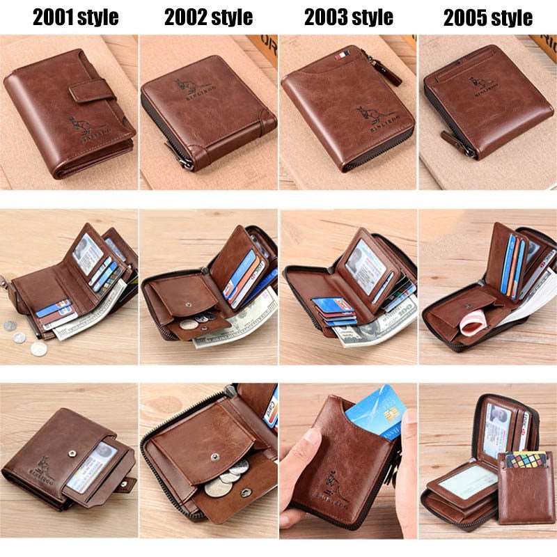 2021 Fashion Men's Coin Purse Wallet RFID Blocking Man Leather Wallet Zipper Business Card Holder ID Money Bag Wallet Male - Amazhona 