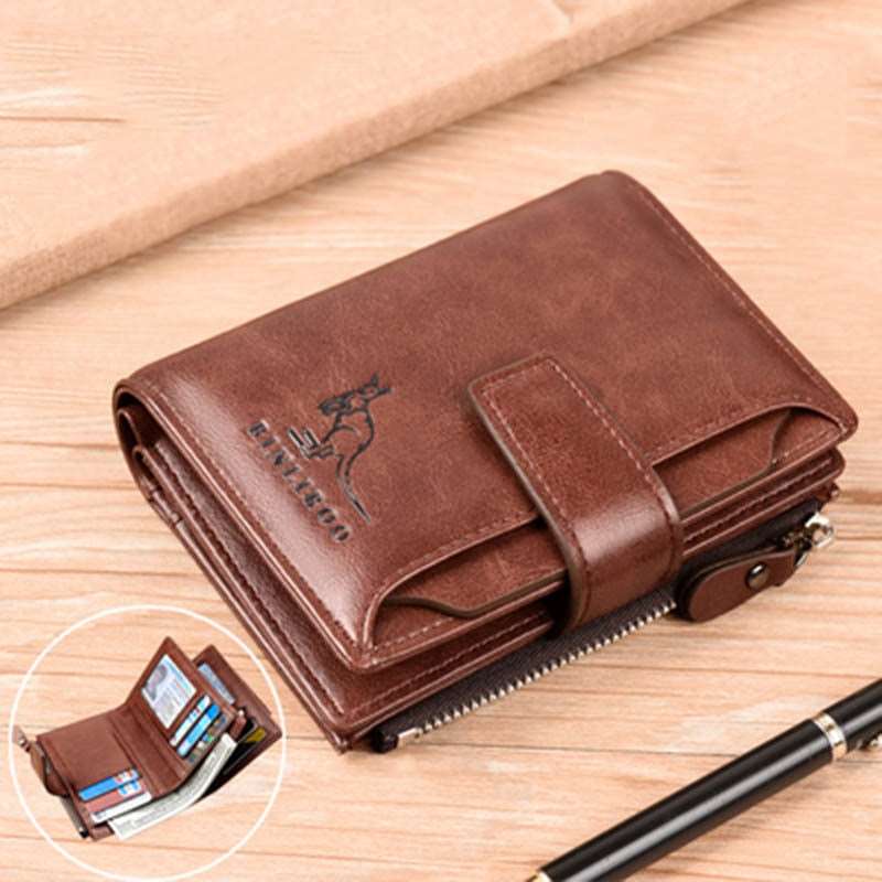 2021 Fashion Men's Coin Purse Wallet RFID Blocking Man Leather Wallet Zipper Business Card Holder ID Money Bag Wallet Male - Amazhona 