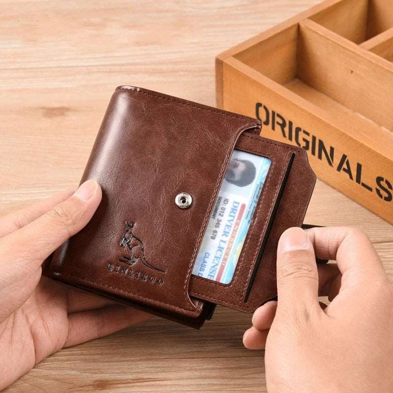 2021 Fashion Men's Coin Purse Wallet RFID Blocking Man Leather Wallet Zipper Business Card Holder ID Money Bag Wallet Male - Amazhona 