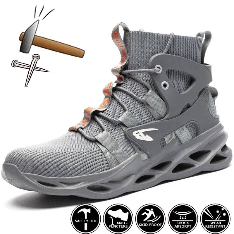 2021 Male Work Boots Indestructible Safety Shoes Men Steel Toe Shoes Puncture-Proof Work Sneakers Male Shoes Adult Work Shoes - Amazhona 