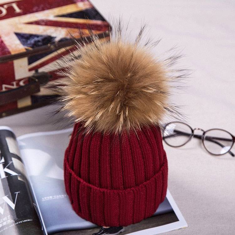 2021 New natural fur pom pom hat fashion winter hat girl wofor men warm beanies High quality fox fur hat - Amazhona 