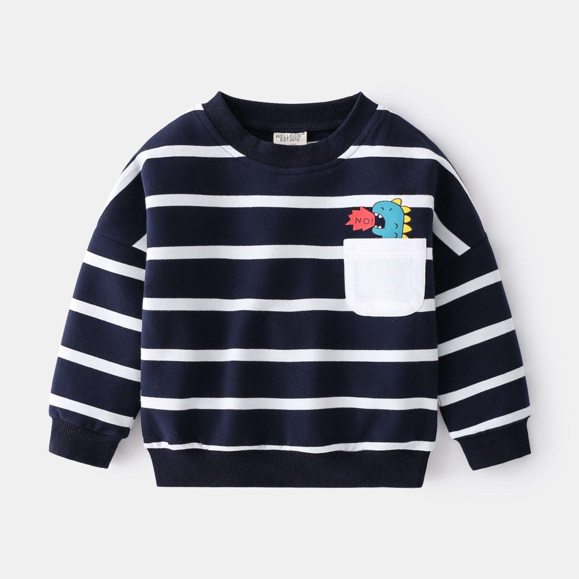 2021 Spring Boys Striped Sweater Casual Loose Round Neck Pullover Sweater Cotton - Amazhona 