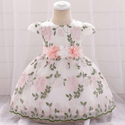 2021 summer children's clothing new baby birthday party wedding dress skirt girls fluffy dress - Amazhona 