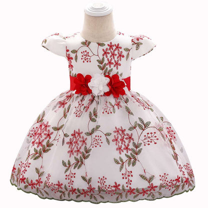 2021 summer children's clothing new baby birthday party wedding dress skirt girls fluffy dress - Amazhona 