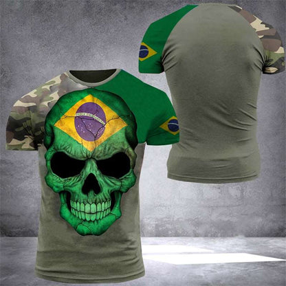 2022 Brazil Men's T-Shirts Veterans National Flag Tops Summer Tee Short Sleeve Shirt 3d Print Graphic T-Shirt Oversized Clothes - Amazhona 