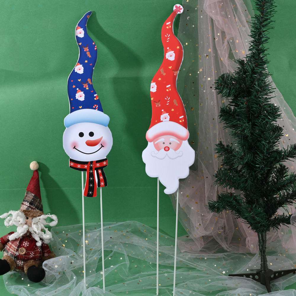 2022 Christmas Outdoor Yard Sign Xmas Gnome Shape Garden Decorations With Stakes Home New Year Navidad Lawn Ornaments 2023 New - Amazhona 