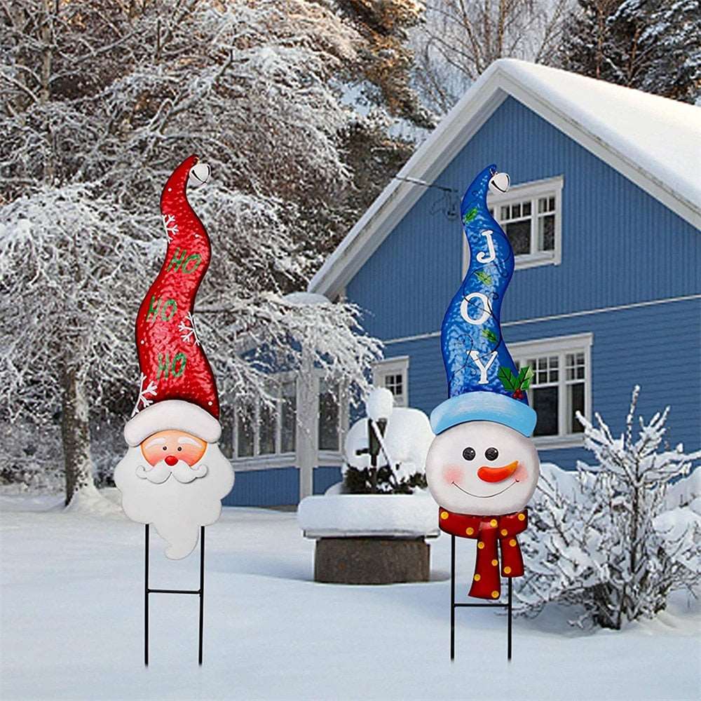 2022 Christmas Outdoor Yard Sign Xmas Gnome Shape Garden Decorations With Stakes Home New Year Navidad Lawn Ornaments 2023 New - Amazhona 