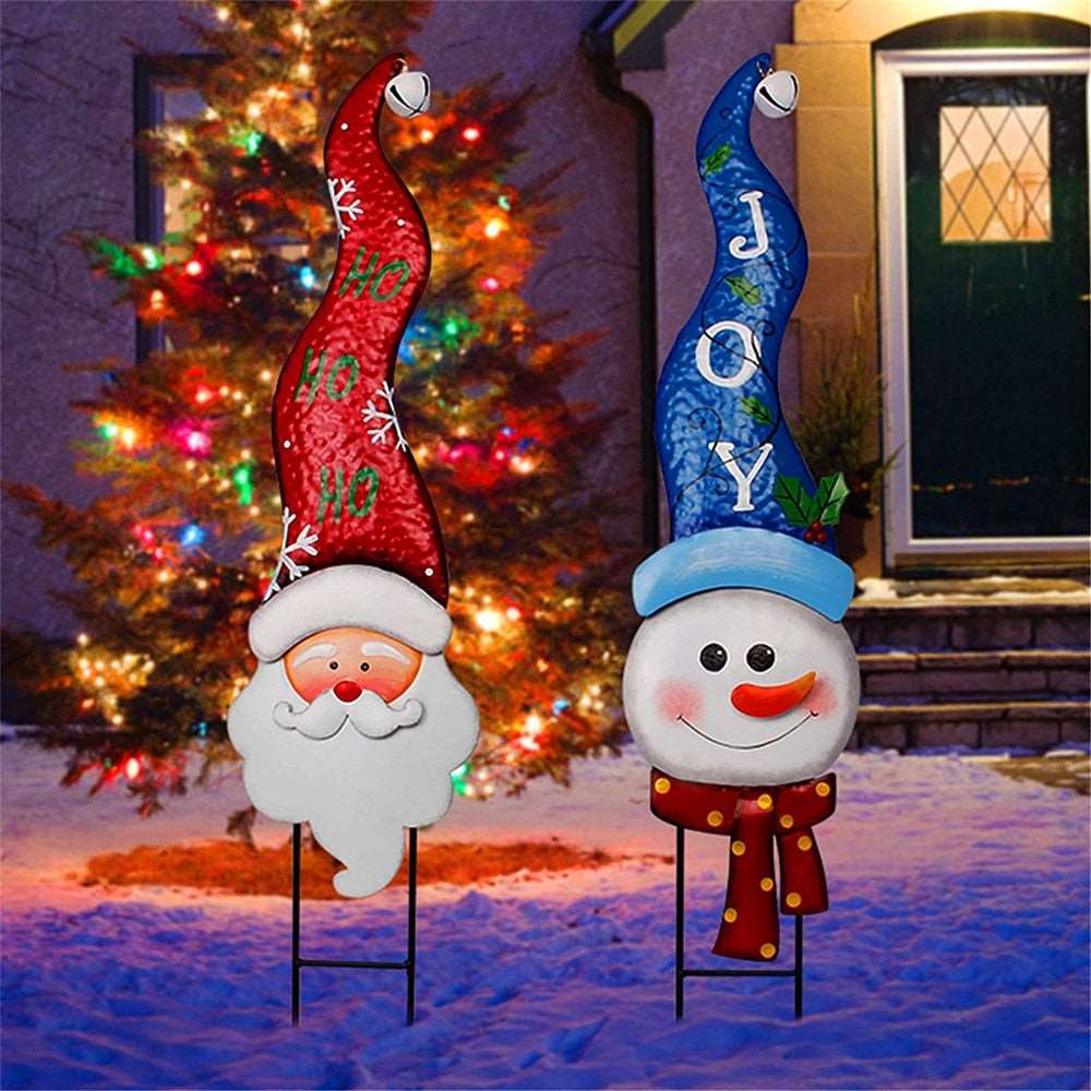 2022 Christmas Outdoor Yard Sign Xmas Gnome Shape Garden Decorations With Stakes Home New Year Navidad Lawn Ornaments 2023 New - Amazhona 