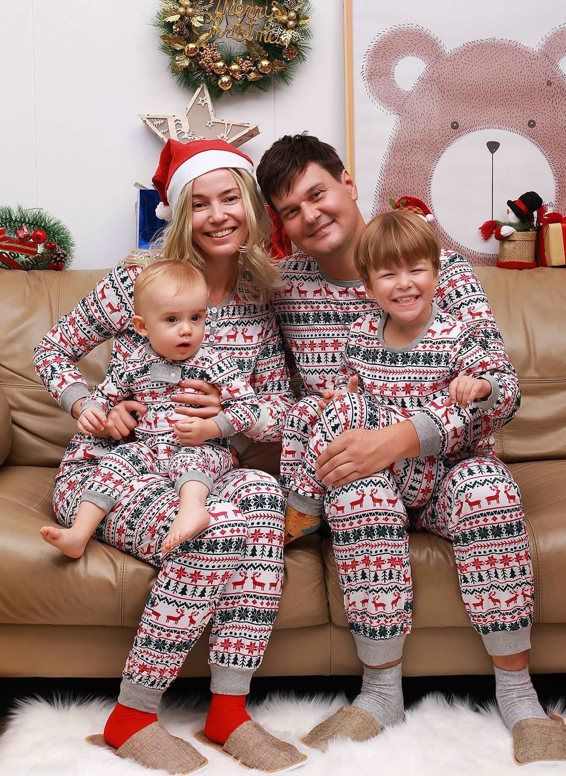 2022 Christmas Pajamas Family Matching New Year Father Mother Kids Baby Look Clothes Set Dad Mom And Daughter Son Pyjamas Outfit - Amazhona 