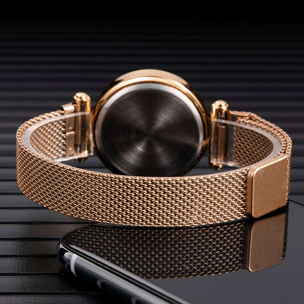 2022 Luxury Women's Watches Rose Gold Stainless Steel Ladies Wristwatch LED Digital Watch for Women Electronic Clock Reloj Mujer - Amazhona 