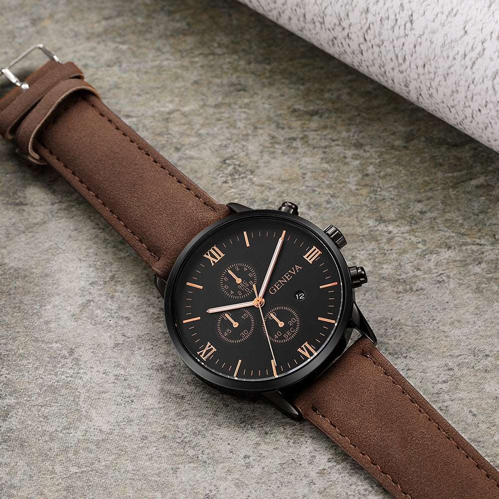 2022 Men Casual Sport Watches Geneva Leather Band Calendar Quartz Watch Clearance Sale Dropshipping Reloj Hombre Erkek Kol Saati - Amazhona 