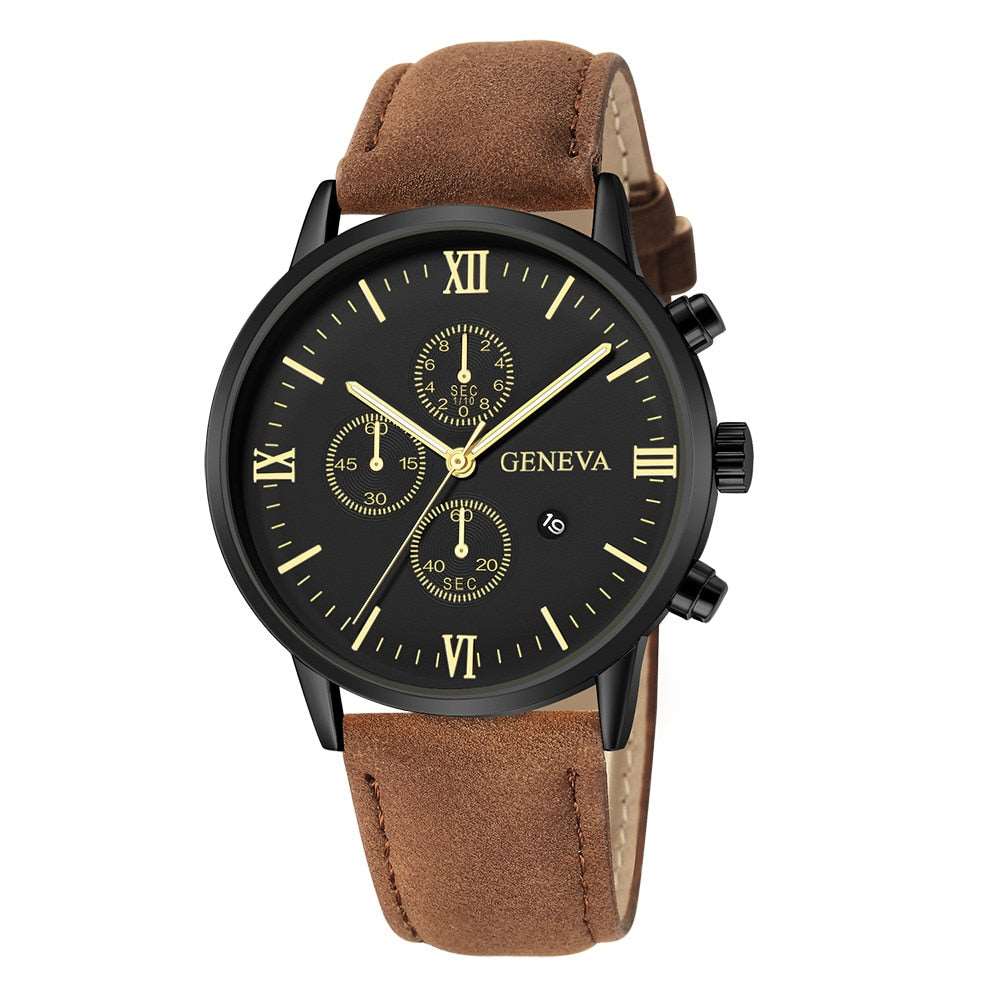 2022 Men Casual Sport Watches Geneva Leather Band Calendar Quartz Watch Clearance Sale Dropshipping Reloj Hombre Erkek Kol Saati - Amazhona 