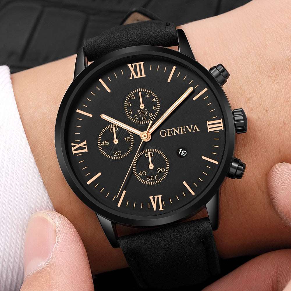 2022 Men Casual Sport Watches Geneva Leather Band Calendar Quartz Watch Clearance Sale Dropshipping Reloj Hombre Erkek Kol Saati - Amazhona 