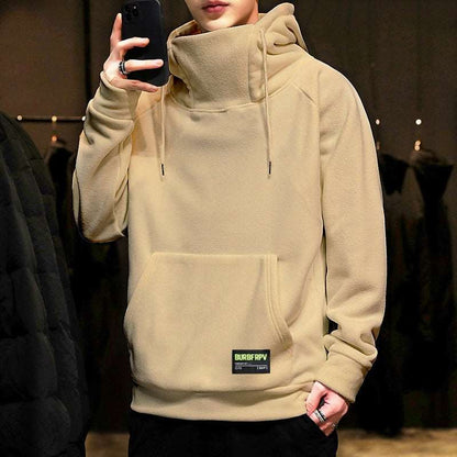 2022 Men's Thick Polar Fleece Sweatshirt Paired Couple Y2k Streetwear Autumn Winter Hood Sports Black Windproof Oversized Hoodie - Amazhona 