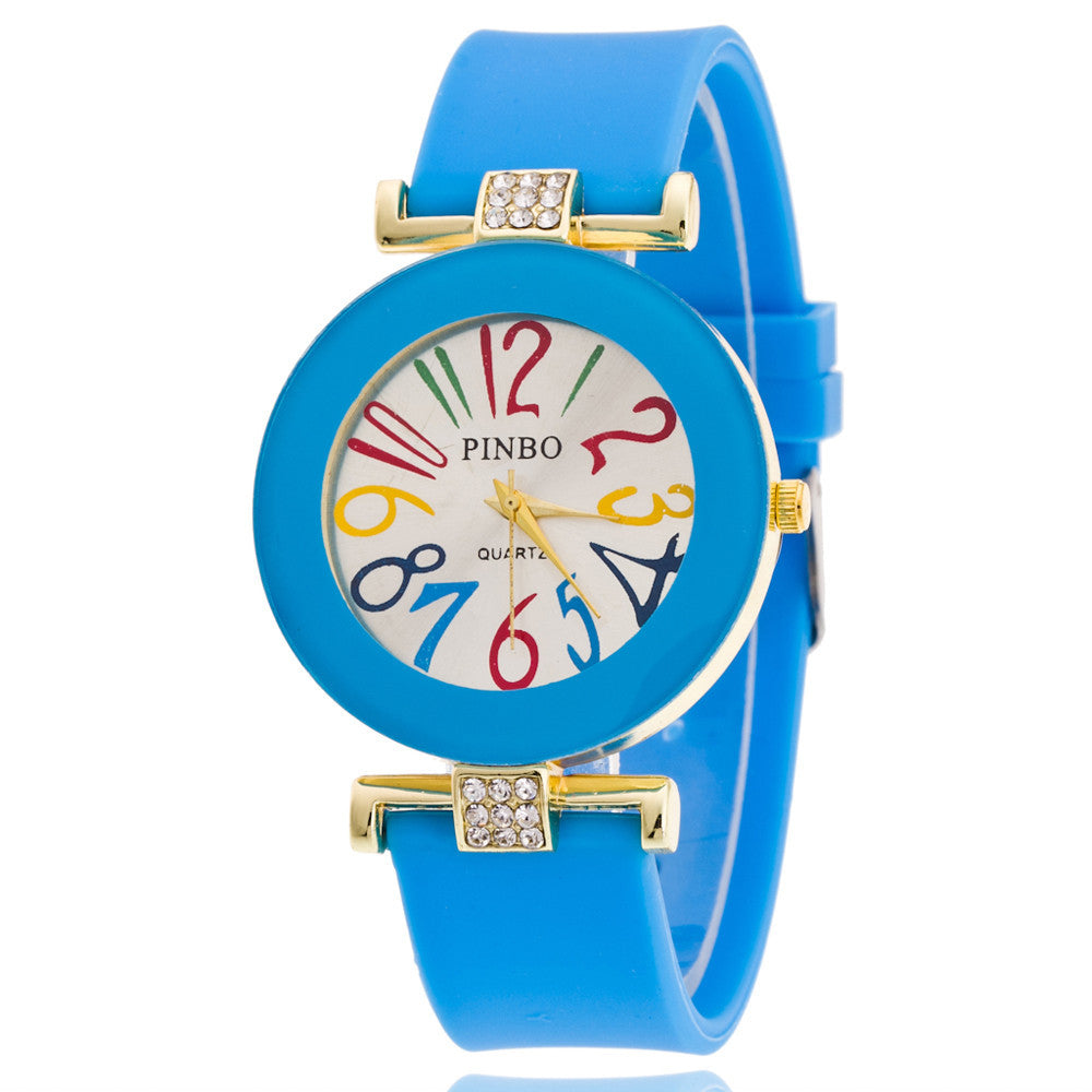 Jelly color digital watch with diamond - Amazhona 