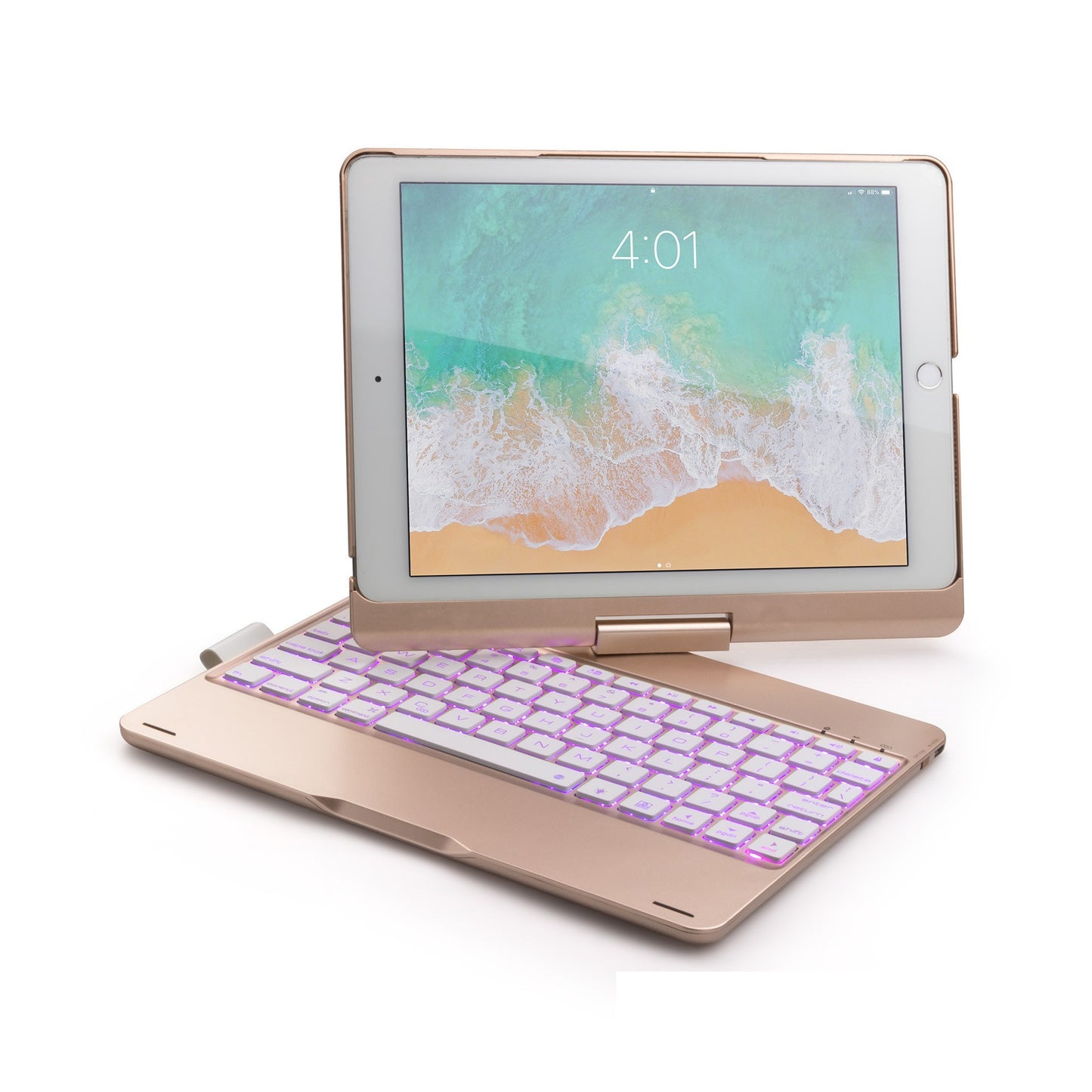 Compatible with Apple, Rotatable Bluetooth Ipad Touch Keyboard With Backlight - Amazhona 