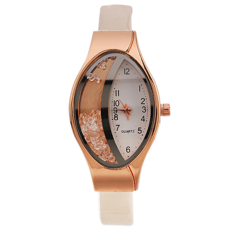 Watch Eye Shape Ladies Quartz Watch WISH Turn Bead Quicksand Belt Watch - Amazhona 