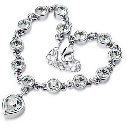 Crystal peach heart sparkling diamond all-match bracelet - Amazhona 