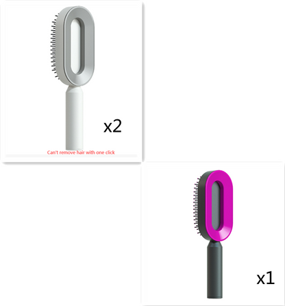 Self Cleaning Hair Brush For Women One-key Cleaning Hair Loss Airbag Massage Scalp Comb Anti-Static Hairbrush - Amazhona 