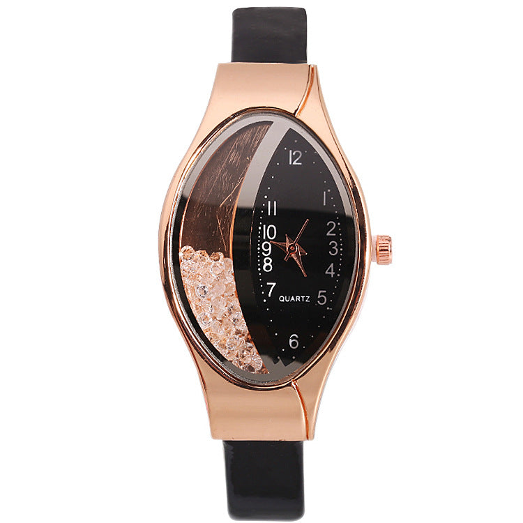 Watch Eye Shape Ladies Quartz Watch WISH Turn Bead Quicksand Belt Watch - Amazhona 