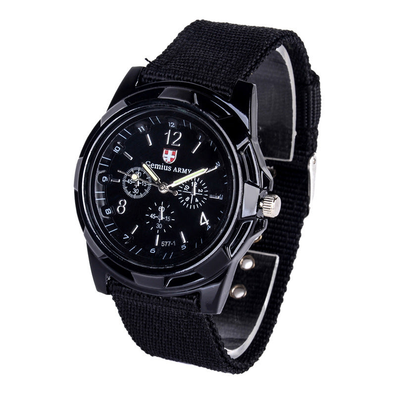 Military Men Gemius Swiss Army Sport Round Dial New Quartz Nylon Band Wrist Watch - Amazhona 