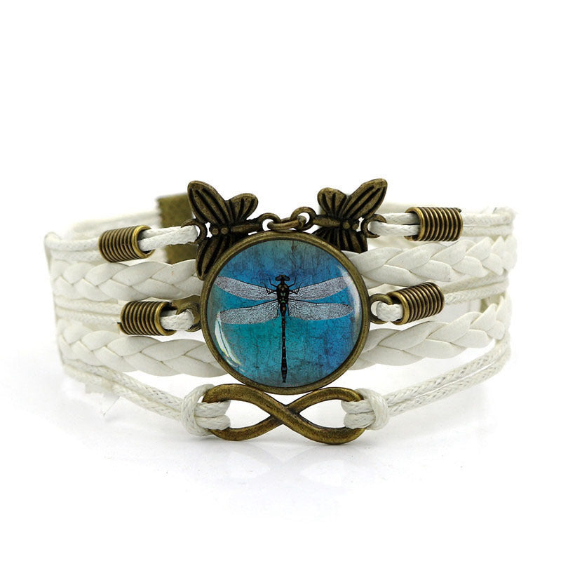 Vintage Amber Blue Dragonfly Time Gem Bracelet - Amazhona 