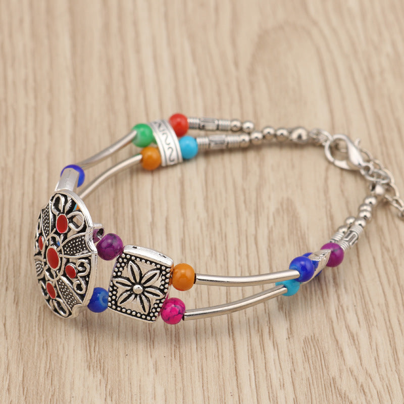 Beads double row beads bracelet - Amazhona 