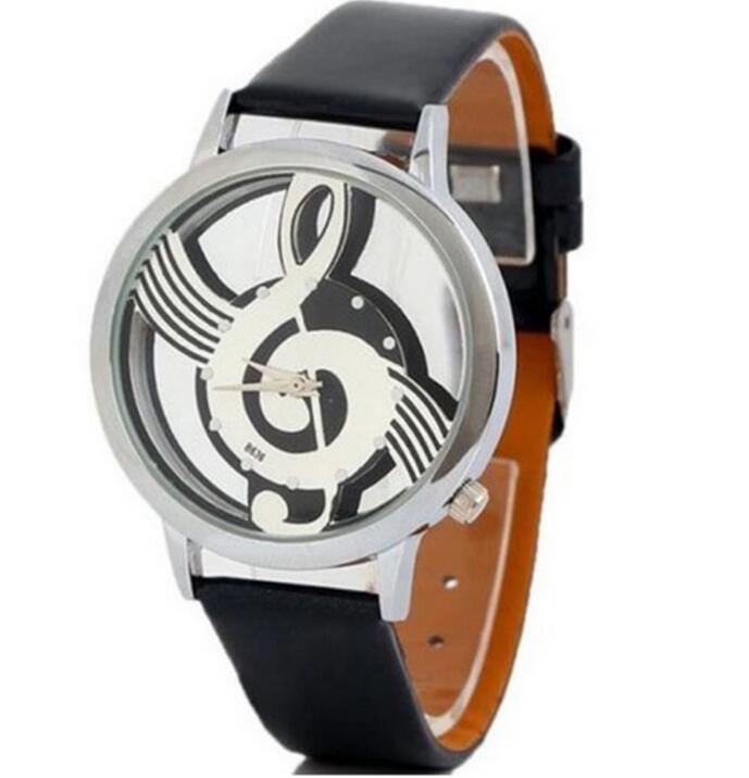 Hollow Musical Note Leather Wrist Watch - Amazhona 