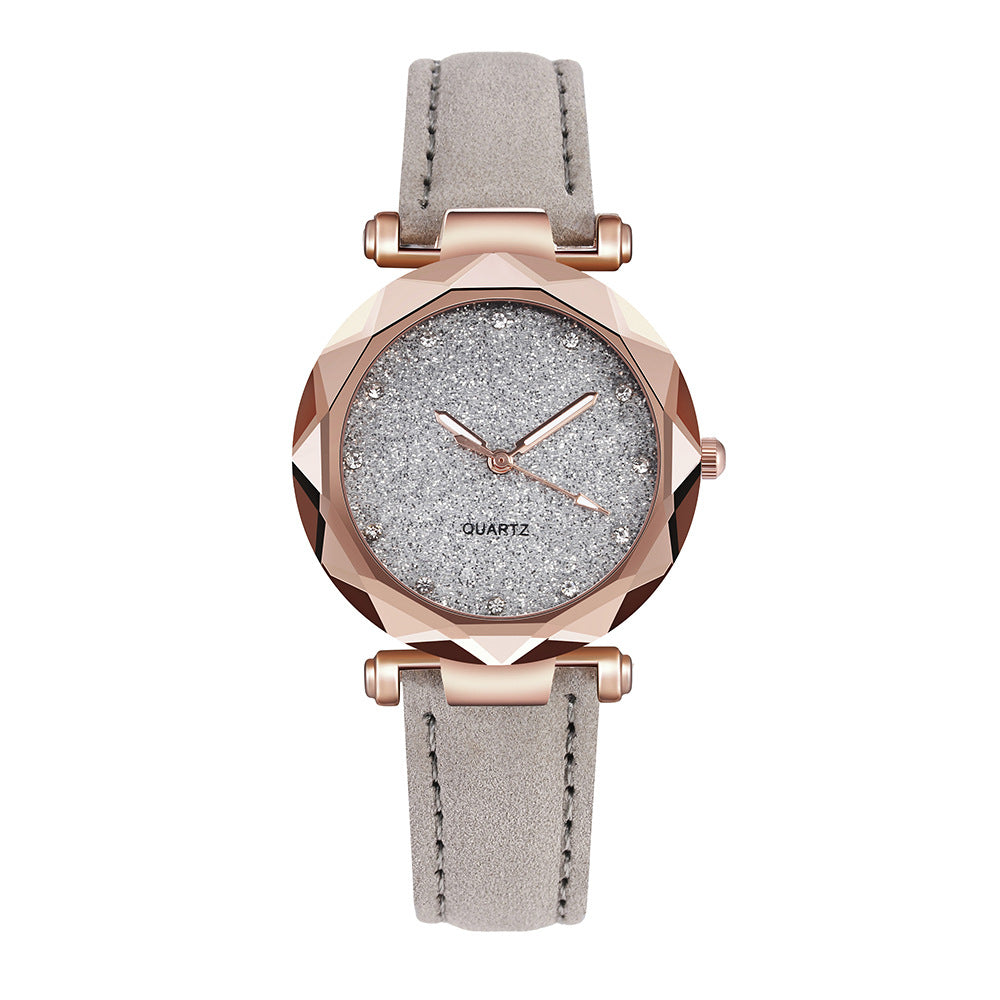 Casual Women Romantic Starry Sky Wrist Watch Leather Rhinestone Designer Ladies Clock - Amazhona 