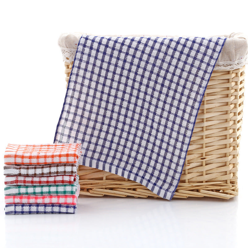 Kitchen Absorbent Cotton Jacquard Plaid Towel