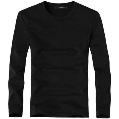 Men's Solid Color Slim T-Shirt Spring Autumn - Amazhona 