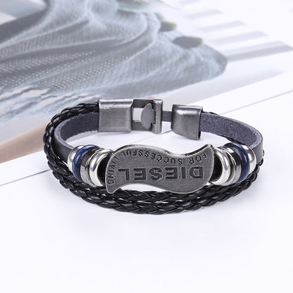 Men and women alloy leather bracelet - Amazhona 