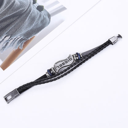 Men and women alloy leather bracelet - Amazhona 