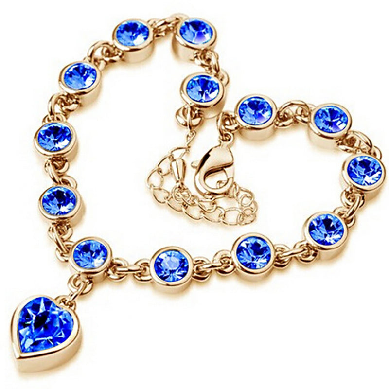 Crystal peach heart sparkling diamond all-match bracelet - Amazhona 