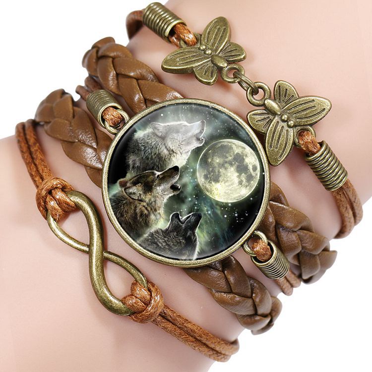 Multi-layered gemstone wolf bracelet - Amazhona 