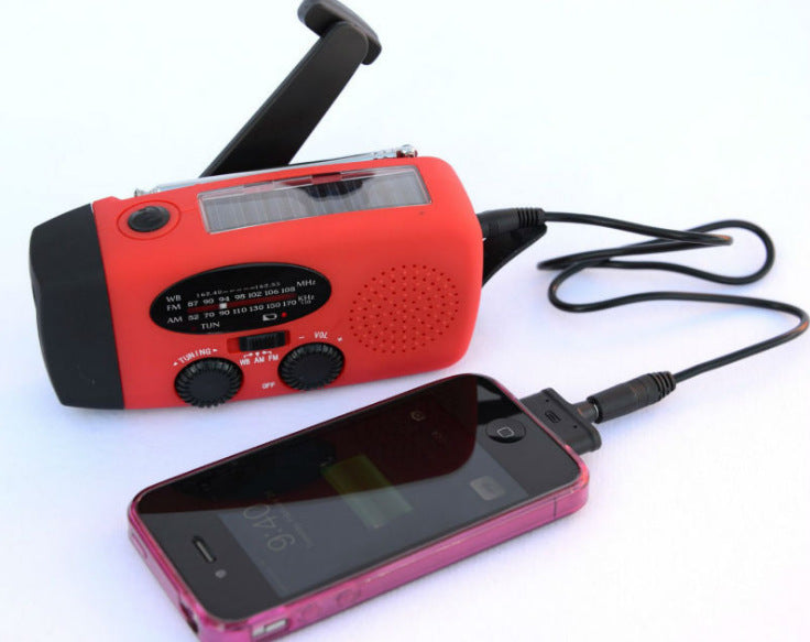 Solar hand crank USB charging radio flashlight - Amazhona 