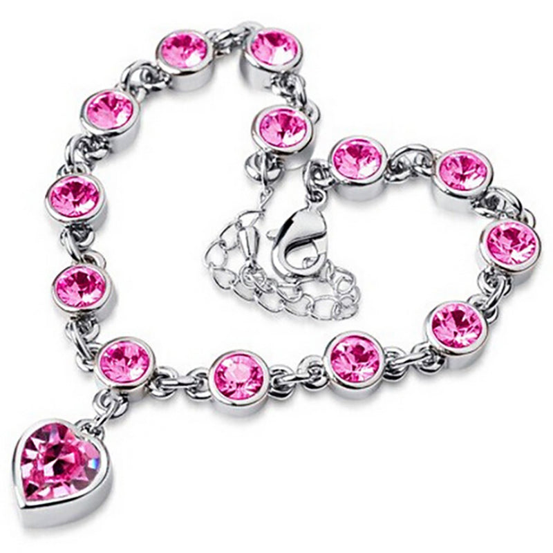 Crystal peach heart sparkling diamond all-match bracelet - Amazhona 