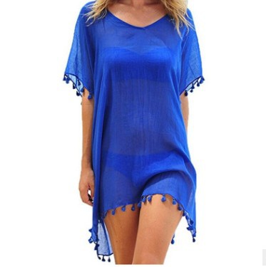 Women Blouses Loose Chiffon Dress Summer Beach Tunic Cover-Up Shirt - Amazhona 