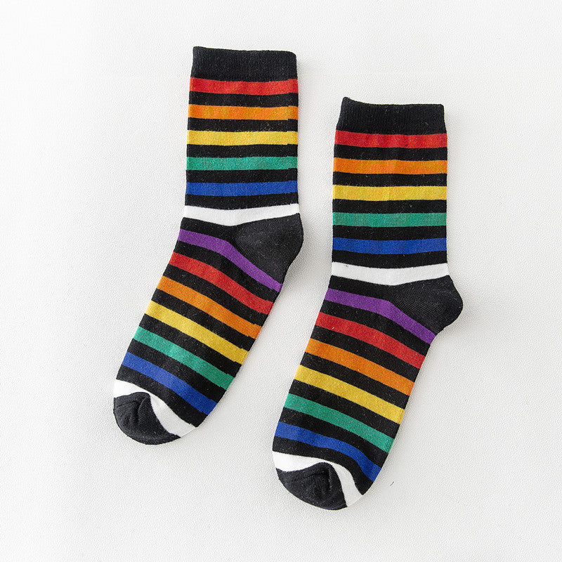 Socks Women's Tube Socks Stripes Sweet Color - Amazhona 