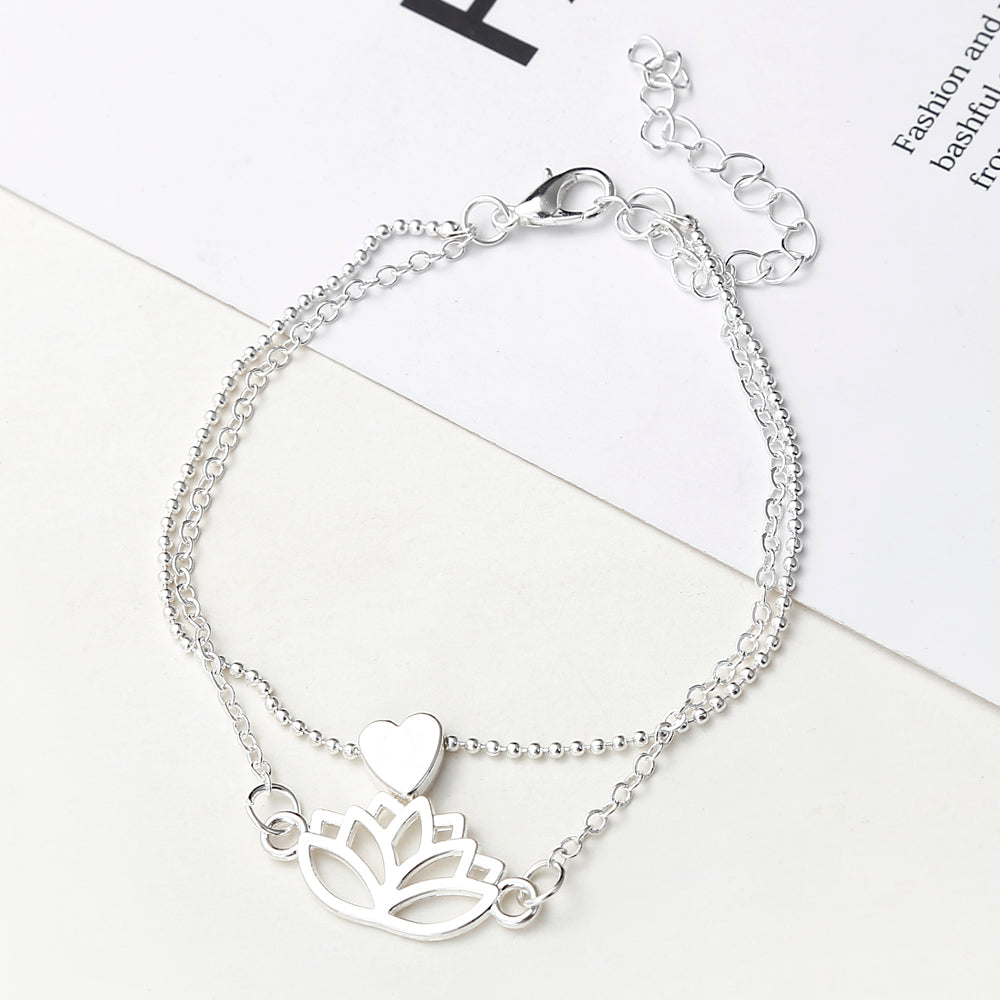 Simple Female Personality Hollow Lotus Love Bracelet Jewelry - Amazhona 