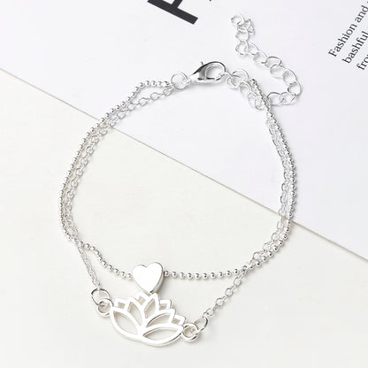 Simple Female Personality Hollow Lotus Love Bracelet Jewelry - Amazhona 