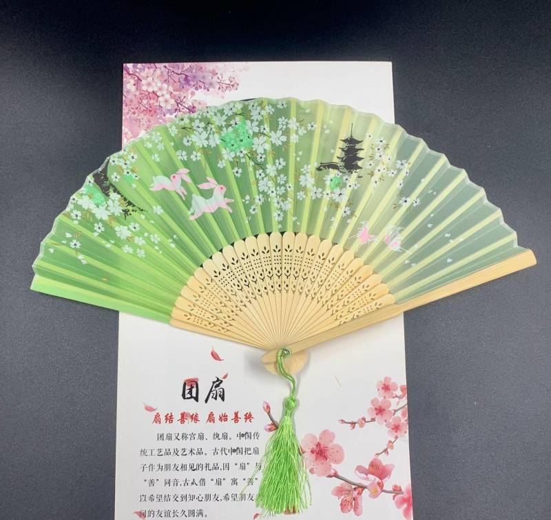 Lady's Folding Fan Ancient Style Small Folding Fan - Amazhona 